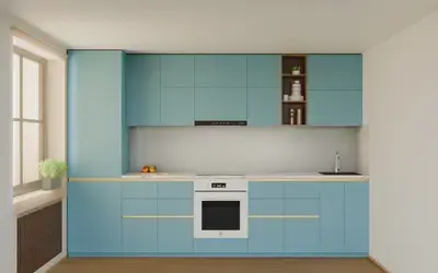 Кухня «Айвори» 3,3 м. в цвете океанский синий / AGT Ocean Blue 736 ракурс 1