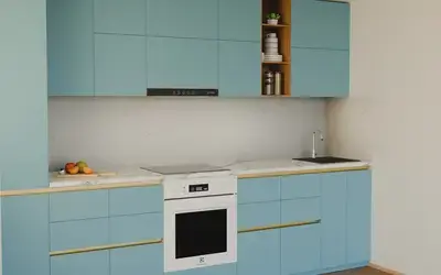 Кухня «Айвори» 3,3 м. в цвете океанский синий / AGT Ocean Blue 736 ракурс 2