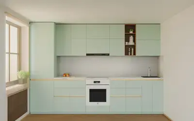 Кухня «Айвори» 3,3 м. в цвете спокойный зелёный / Relax green 735 ракурс 1