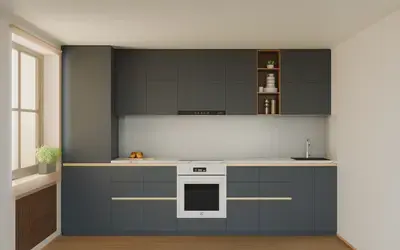 Кухня «Айвори» 3,3 м. в цвете тёмно-голубой / Sky Blue 3091 ракурс 1