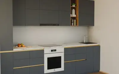 Кухня «Айвори» 3,3 м. в цвете тёмно-голубой / Sky Blue 3091 ракурс 2