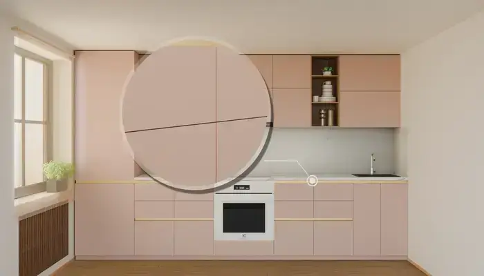 Кухня «Айвори» 3,3 м. в цвете розовая сакура / Sakura Pink 3114: фурнитура