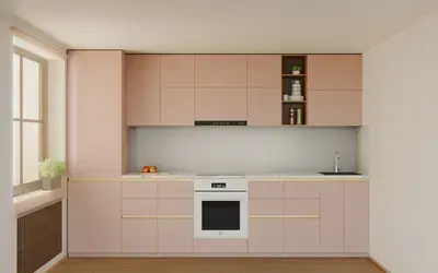 Кухня «Айвори» 3,3 м. в цвете розовая сакура / Sakura Pink 3114 ракурс 1