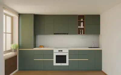 Кухня «Айвори» 3,3 м. в цвете лесной зелёный / Olive Green 3097 ракурс 1