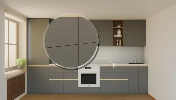 Кухня «Айвори» 3,3 м. в цвете графитовый серый / Royal Grey 3022: фурнитура