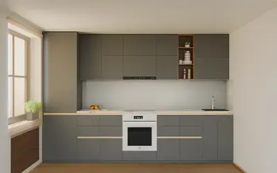 Кухня «Айвори» 3,3 м. в цвете графитовый серый / Royal Grey 3022 ракурс 1