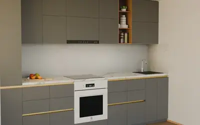 Кухня «Айвори» 3,3 м. в цвете графитовый серый / Royal Grey 3022 ракурс 2