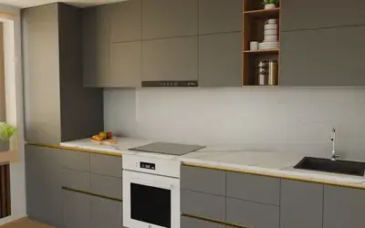 Кухня «Айвори» 3,3 м. в цвете графитовый серый / Royal Grey 3022 ракурс 3