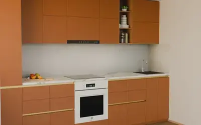 Кухня «Айвори» 3,3 м. в цвете карамельно-коричневый / Tobac 3092 ракурс 2