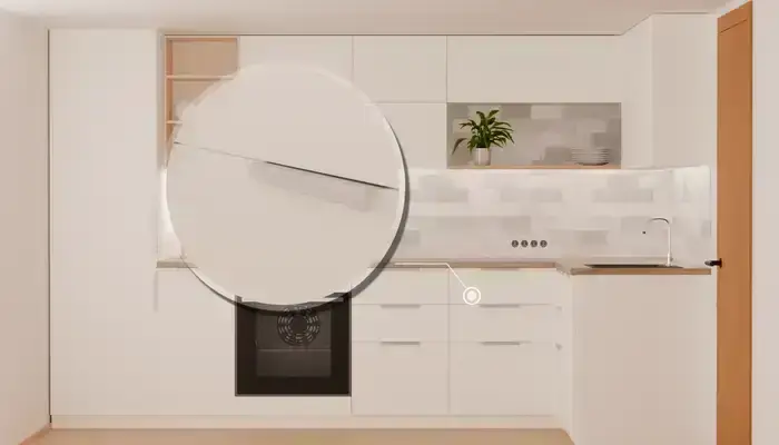 Кухня «Мирен» 3,6 × 1,6 м в цвете белый / White 734: фурнитура