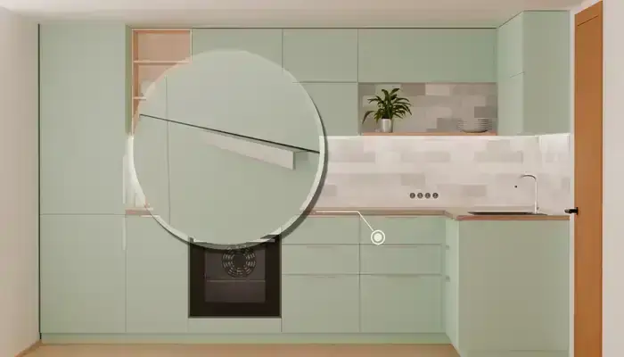 Кухня «Мирен» 3,6 × 1,6 м в цвете спокойный зелёный / Relax green 735: фурнитура