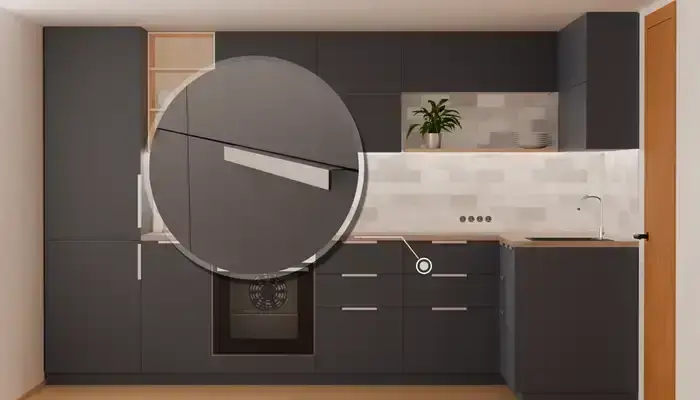 Кухня «Мирен» 3,6 × 1,6 м в цвете тёмно-голубой / Sky Blue 3091: фурнитура