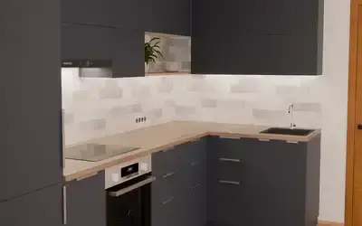 Кухня «Мирен» 3,6 × 1,6 м в цвете тёмно-голубой / Sky Blue 3091 ракурс 3