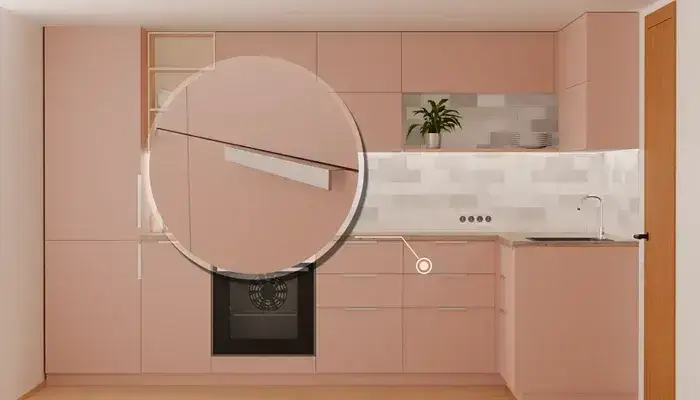 Кухня «Мирен» 3,6 × 1,6 м в цвете розовая сакура / Sakura Pink 3114: фурнитура