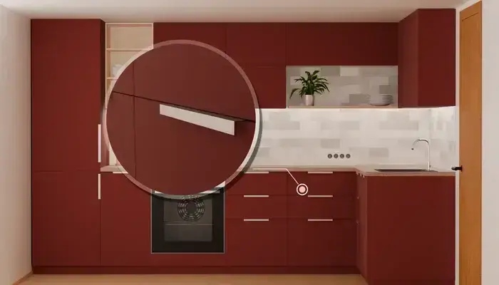 Кухня «Мирен» 3,6 × 1,6 м в цвете тёмный терракотовый / Rustic Red 3026: фурнитура