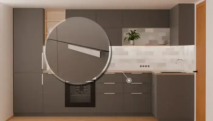 Кухня «Мирен» 3,6 × 1,6 м в цвете графитовый серый / Royal Grey 3022: фурнитура