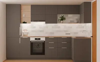 Кухня «Мирен» 3,6 × 1,6 м в цвете графитовый серый / Royal Grey 3022 ракурс 1