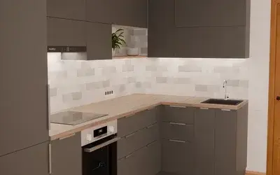 Кухня «Мирен» 3,6 × 1,6 м в цвете графитовый серый / Royal Grey 3022 ракурс 3