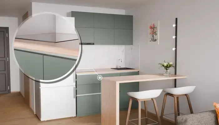 Кухня «Айрел» 1,4 м. в цвете лесной зелёный / Forest Green 3027: фурнитура