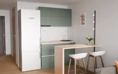 Кухня «Айрел» 1,4 м. в цвете лесной зелёный / Forest Green 3027 ракурс 1