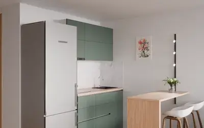 Кухня «Айрел» 1,4 м. в цвете лесной зелёный / Forest Green 3027 ракурс 2