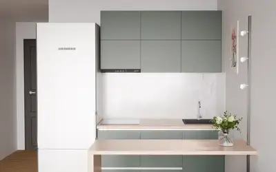 Кухня «Айрел» 1,4 м. в цвете лесной зелёный / Forest Green 3027 ракурс 3