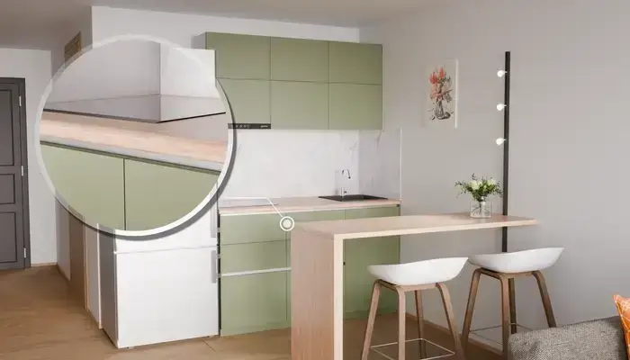 Кухня «Айрел» 1,4 м. в цвете оливковый зелёный / Olive Green 3097: фурнитура