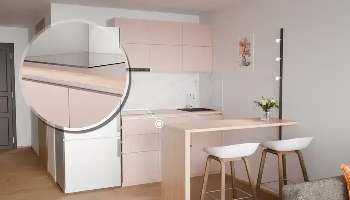 Кухня «Айрел» 1,4 м. в цвете розовая сакура / Sakura Pink 3114: фурнитура