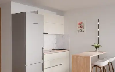 Кухня «Айрел» 1,4 м. в цвете светлая дюна / Sahara Cream 3019 ракурс 2