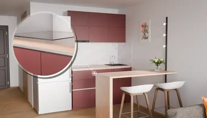 Кухня «Айрел» 1,4 м. в цвете тёмный терракотовый / Rustic Red 3026: фурнитура