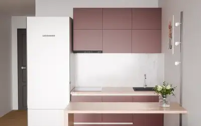 Кухня «Айрел» 1,4 м. в цвете тёмный терракотовый / Rustic Red 3026 ракурс 3