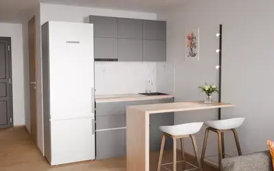 Кухня «Айрел» 1,4 м. в цвете графитовый серый / Royal Grey 3022 ракурс 1