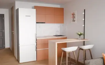 Кухня «Айрел» 1,4 м. в цвете карамельно-коричневый / Tobac 3092 ракурс 1