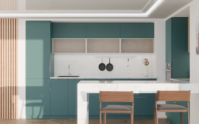 Угловая кухня Вирел 3 × 2 м, фасады AGT Glamorous Pacific 3029, вид спереди