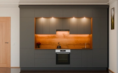 Кухня «Норви» 3,8 м в цвете графитовый серый / Royal Grey 3022 ракурс 3