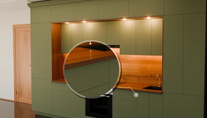 Кухня «Норви» 3,8 м в цвете оливковый зелёный / Olive Green 3097: фурнитура