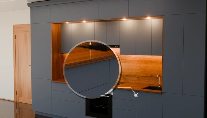 Кухня «Норви» 3,8 м в цвете тёмно-голубой / Sky Blue 3091: фурнитура