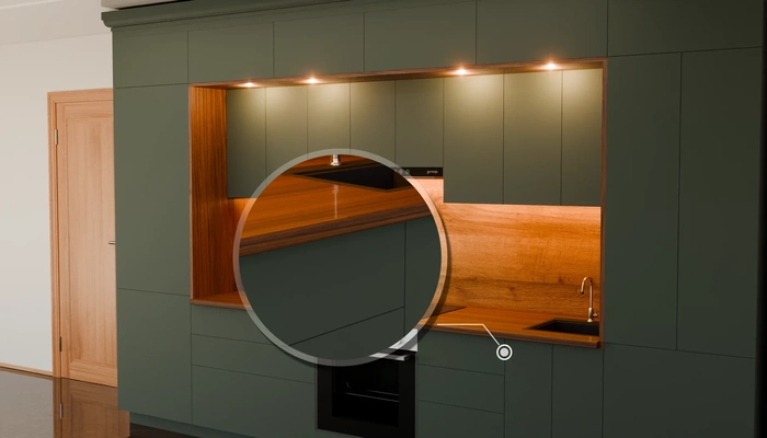 Кухня «Норви» 3,8 м в цвете лесной зелёный / Forest Green 3027: фурнитура