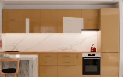 Прямая кухня «Виен» 3,9 м, фасады AGT HG New Vison 878, вид спереди