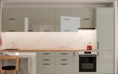 Прямая кухня «Виен» 3,9 м, фасады AGT HG Onyx Grey 6016, вид спереди