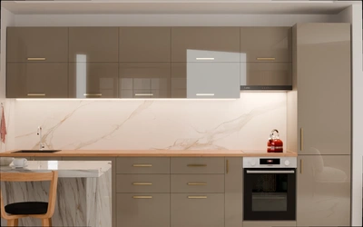 Прямая кухня «Виен» 3,9 м, фасады AGT HG Diamond Gray 6015, вид спереди