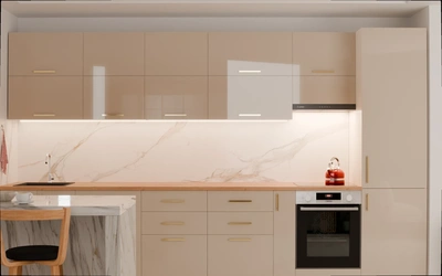 Прямая кухня «Виен» 3,9 м, фасады AGT HG Deluxe Gray 6008, вид спереди