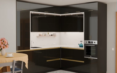 Угловая кухня «Ривен» 2,9 × 2,5 м, фасады AGT HG Anthracite 6022, общий план