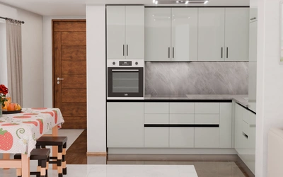 Угловая кухня «Кайлен» 2,7 м × 2,3 м, фасады AGT HG Onyx Grey 6016, вид спереди