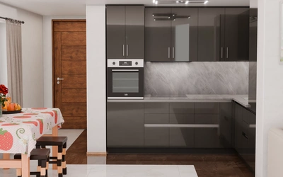 Угловая кухня «Кайлен» 2,7 м × 2,3 м, фасады AGT HG Anthracite 6022, вид спереди