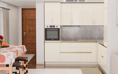 Угловая кухня «Кайлен» 2,7 м × 2,3 м, фасады AGT HG Bianco 647, вид спереди