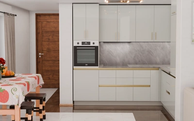 Угловая кухня «Кайлен» 2,7 м × 2,3 м, фасады AGT HG Chrome Gray 6021, вид спереди