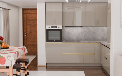 Угловая кухня «Кайлен» 2,7 м × 2,3 м, фасады AGT HG Diamond Gray 6015, вид спереди